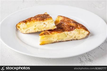 Traditional Spanish tortilla omelette made with eggs and potatoes