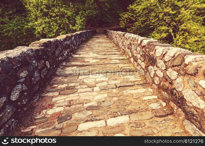 Traditional stone bridge in Greece