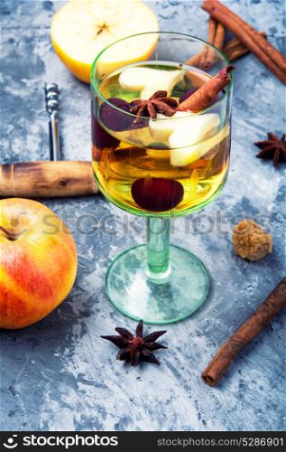 Traditional summer drink sangria. Refreshing traditional sangria with pieces of fruit