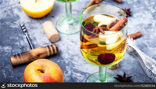 Traditional summer drink sangria. Refreshing traditional sangria with pieces of fruit