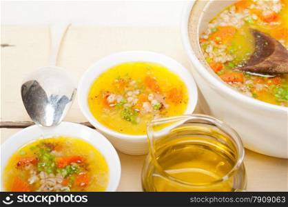traditional Syrian barley broth soup Aleppo style called talbina or tirbiyali typical food after Ramadan