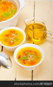 traditional Syrian barley broth soup Aleppo style called talbina or tirbiyali typical food after Ramadan