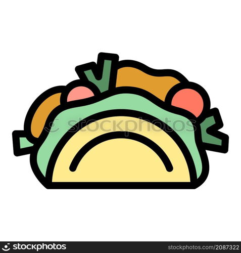 Traditional taco icon. Outline traditional taco vector icon color flat isolated. Traditional taco icon color outline vector