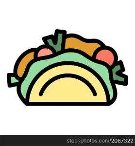 Traditional taco icon. Outline traditional taco vector icon color flat isolated. Traditional taco icon color outline vector