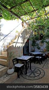 Traditional taverna Lindos in Rhodes Greece