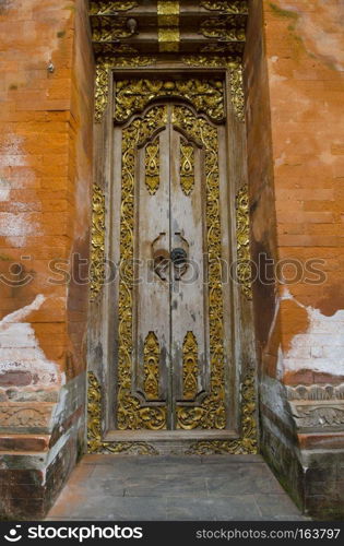 traditional temple door in ubud bali indonesia