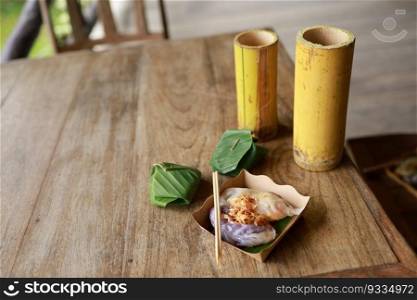 Traditional Thai food Thai Steamed Pork Dumplings on the table Oriental food concept.