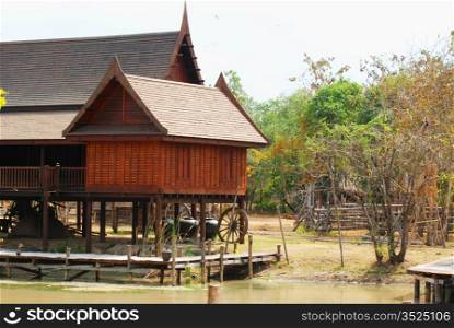Traditional Thai wooden house in Kanjanaburi Thailand