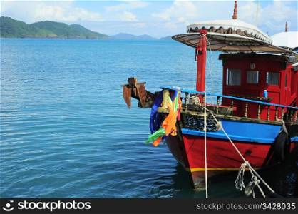 Traditional Thailand ship waiting for tourists on Koh Chang island