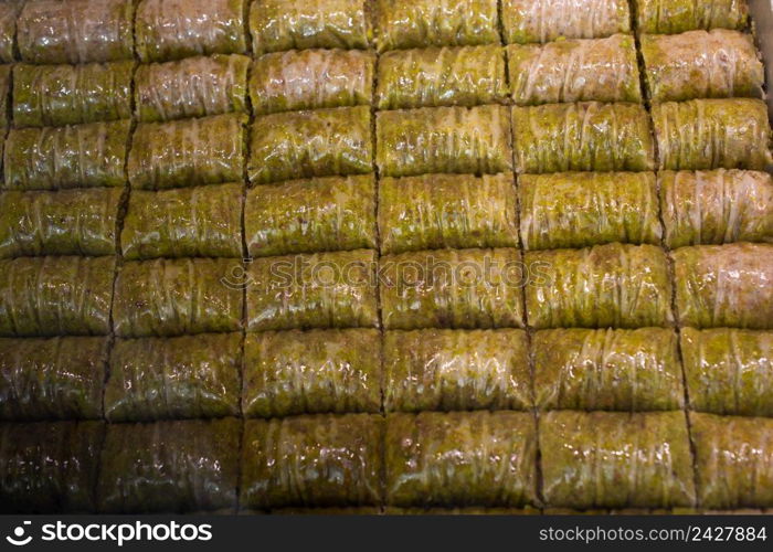 Traditional turkish dessert baklava. Desserts concept