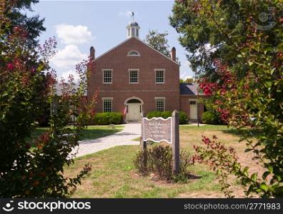 Traditional USA reconstructed courthouse in Port Tobacco Maryland