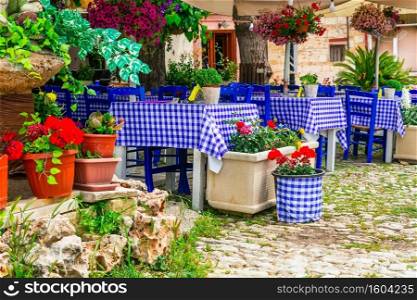 Traditional villages of Cyprus island. Omodos, with charming street taverns