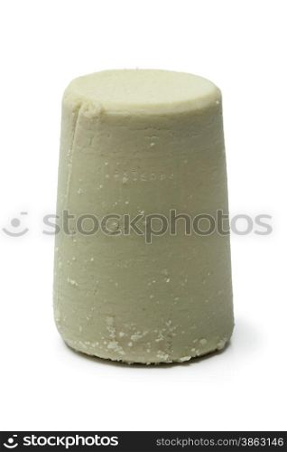 Traditional whole swiss Schabziger cheese on white background