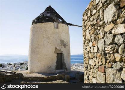Traditional windmill on the coast, Mykonos, Cyclades Islands, Greece