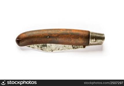 Traditional wooden pocket knife isolated on a white background. Traditional wooden pocket knife isolated on white background