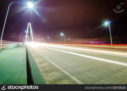 traffic commute on bridge at night long exposure