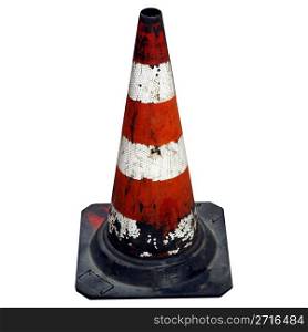 Traffic cone for road works isolated over white. Traffic cone