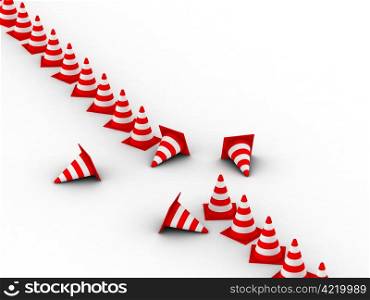 Traffic Cones. 3D illustration. Isolated, on white background