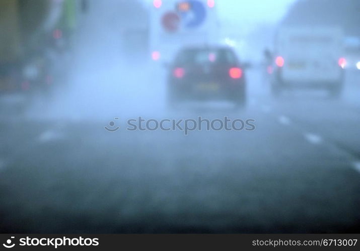 traffic in mist