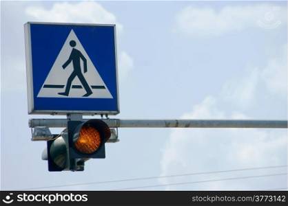 Traffic light. Sign - for pedestrians only