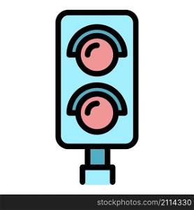 Traffic lights icon. Outline traffic lights vector icon color flat isolated. Traffic lights icon color outline vector