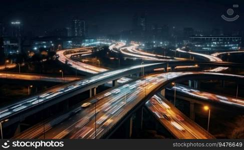 Traffic on highway at night.