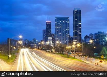 Traffic on Lake Shore Drive, Chicago, Illinois, USA