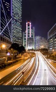Traffic on Queensway Road at Admiralty, Chung Wan (central district), Hong Kong Island, China, Asia