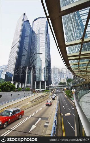 Traffic on the road, Des Voeux Road, Hong Kong Island, China