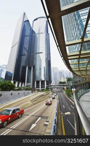 Traffic on the road, Des Voeux Road, Hong Kong Island, China