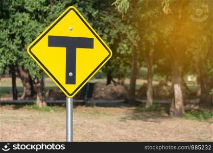 Traffic sign alert for crossroad ahead