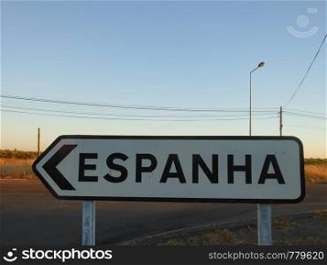 Traffic sign near the border indicating towards Spain