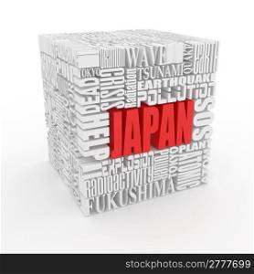 Tragedy in Japan. Words on white isolated background. 3d