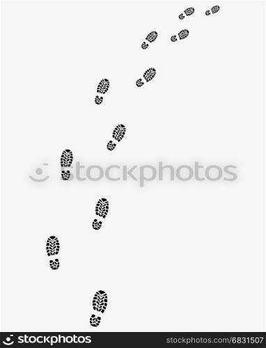 Trail of shoes prints