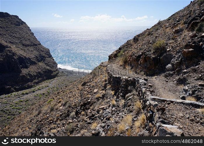 Trail on the coast of La Gomera island, Spain