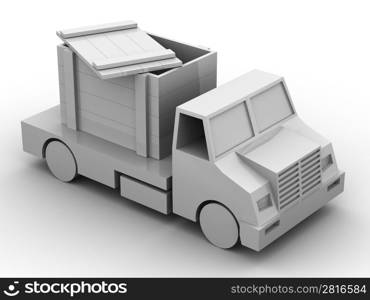 Trailer with crate. 3d