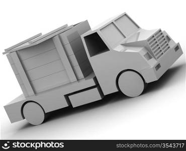 Trailer with crate. 3d