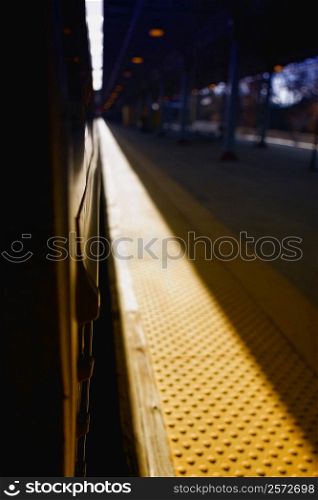 Train at a railroad station platform