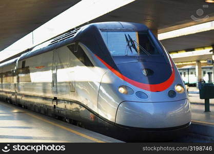 Train at a railroad station platform, Rome, Italy