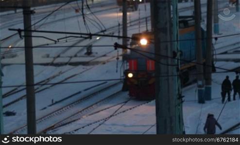 train in snowy night
