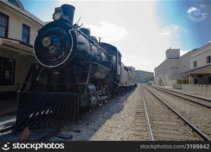 Train on a railroad track, Church Street Station, Orlando, Florida, USA