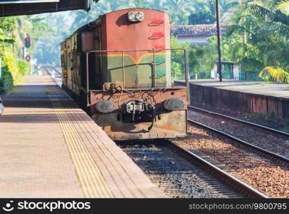 train on most picturesque train road in Sri Lanka