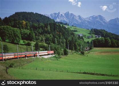 Train passing through a hillside, Innsbruck, Austria