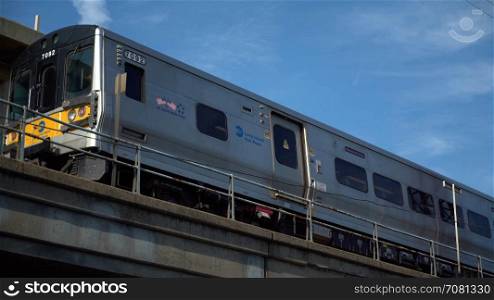 Train pulls out of the station during morning commute