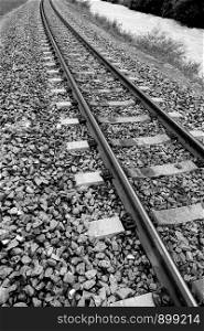 Train track in Switzerland with vanishing point