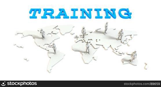 Training Global Business Abstract with People Standing on Map. Training Global Business