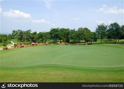 training putt in golf course. Image training putt in golf course