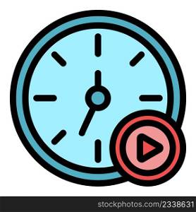 Training time icon. Outline training time vector icon color flat isolated. Training time icon color outline vector