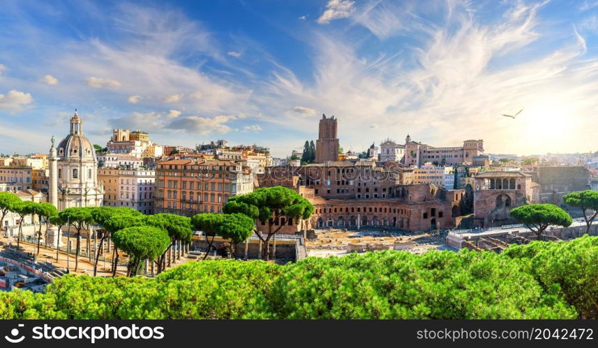 Trajan&rsquo;s forum in Rome, full panorama, Italy.. Trajan&rsquo;s forum in Rome, full panorama, Italy