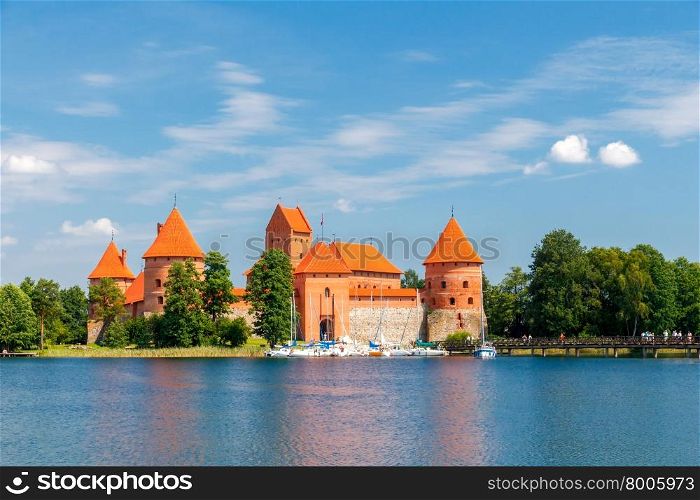 Trakai castle in the middle of the lake.. Trakai. Republic Lithuania.